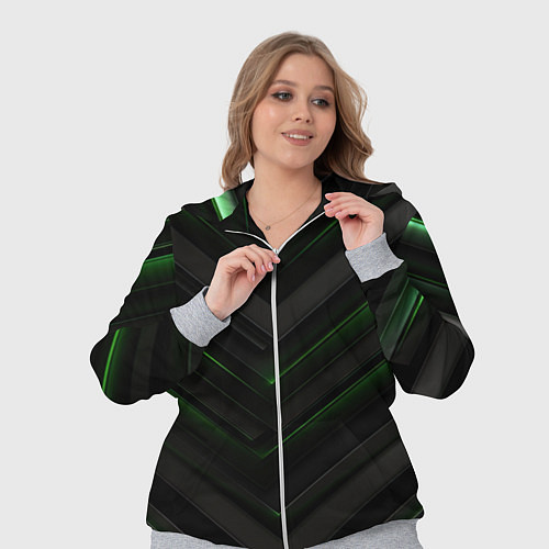 Женский костюм Зеленые яркие абстрактные вставки спортивный стиль / 3D-Меланж – фото 3