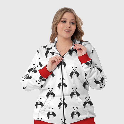 Женский костюм Panda love - pattern / 3D-Красный – фото 3