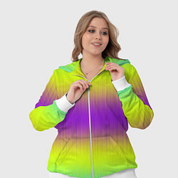 Женский 3D-костюм Неоновые салатовые и фиолетовые полосы, цвет: 3D-белый — фото 2
