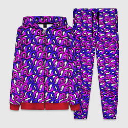 Женский 3D-костюм Фиолетовый узор и чёрная обводка, цвет: 3D-красный