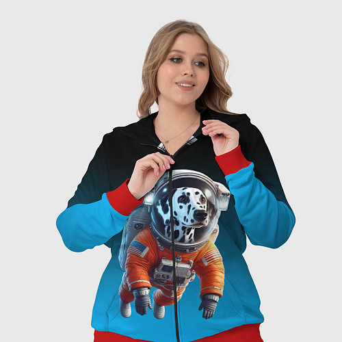 Женский костюм Далматинец космонавт в открытом космосе / 3D-Красный – фото 3