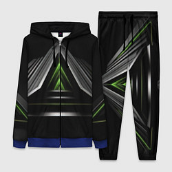 Женский 3D-костюм Black green abstract nvidia style, цвет: 3D-синий