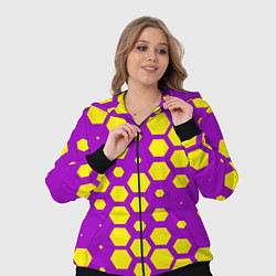Женский 3D-костюм Желтые соты на фиолетовом фоне, цвет: 3D-черный — фото 2