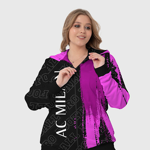 Женский костюм AC Milan pro football по-вертикали / 3D-Черный – фото 3