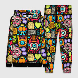 Женский 3D-костюм Feel good every day motivation monsters pattern, цвет: 3D-черный