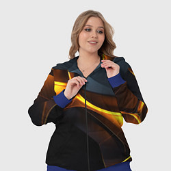Женский 3D-костюм Разлом черных плит и оранжевая лава, цвет: 3D-синий — фото 2