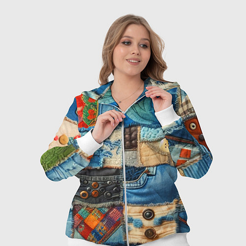 Женский костюм Vanguard denim patchwork - ai art / 3D-Белый – фото 3