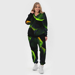Женский 3D-костюм Green neon abstract geometry, цвет: 3D-черный — фото 2