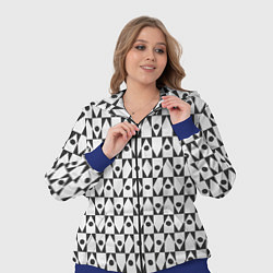 Женский 3D-костюм Чёрно-белые ромбы и круги на белом фоне, цвет: 3D-синий — фото 2