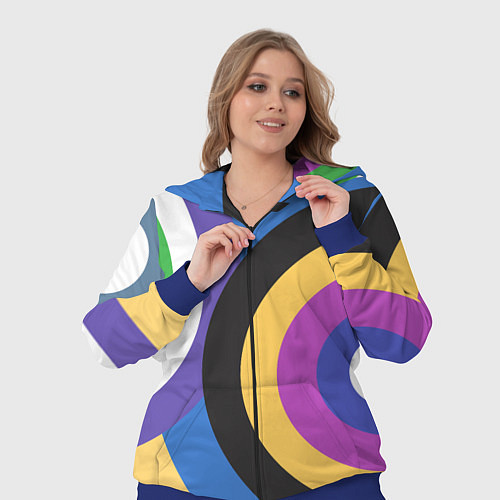 Женский костюм Разноцветные круги, абстракция / 3D-Синий – фото 3