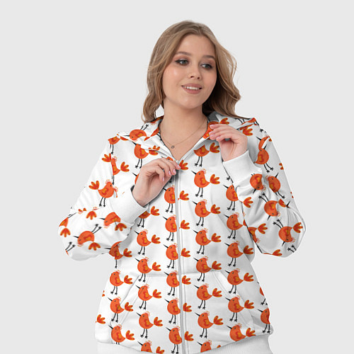 Женский костюм Миленькие рыжие птички / 3D-Белый – фото 3