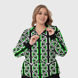 Женский 3D-костюм Бело-зелёные треугольники на чёрном фоне, цвет: 3D-черный — фото 2