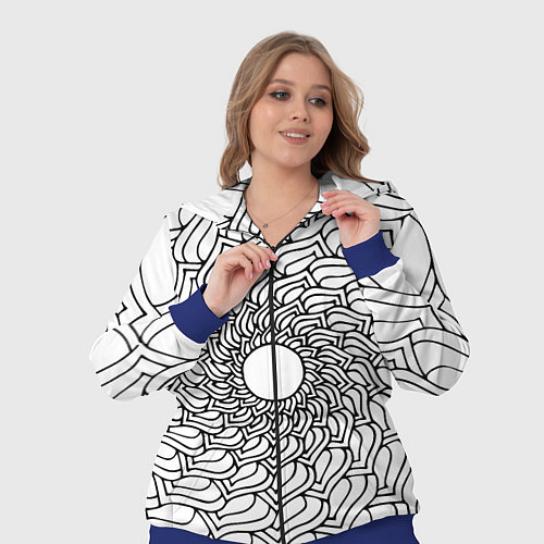 Женский костюм Мандала солнцевидная чёрно-белая / 3D-Синий – фото 3