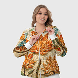 Женский 3D-костюм Мозаика осенняя листва в теплых тонах, цвет: 3D-белый — фото 2