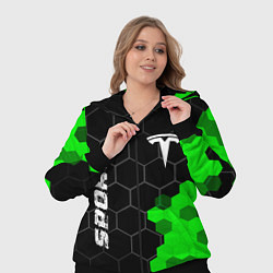 Женский 3D-костюм Tesla green sport hexagon, цвет: 3D-черный — фото 2