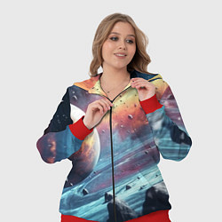 Женский 3D-костюм Объемный космос и планеты, цвет: 3D-красный — фото 2