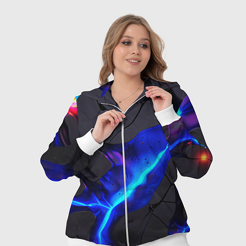 Женский костюм Темный синий неон из разлома плит / 3D-Белый – фото 3