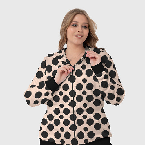 Женский костюм Гороховый тренд черный на кремовом / 3D-Черный – фото 3