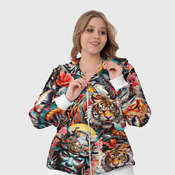 Женский 3D-костюм Японская татуировка дракона тигра и самурая, цвет: 3D-белый — фото 2