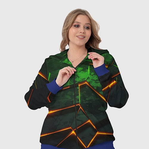 Женский костюм Неоновая яркая геометрическая абстракция со светом / 3D-Синий – фото 3