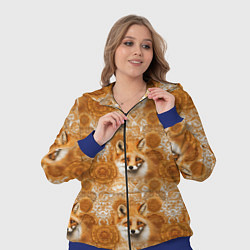 Женский 3D-костюм Лакшери паттерн с золотыми лисицами, цвет: 3D-синий — фото 2