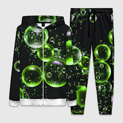 Женский 3D-костюм Зеленые пузыри на черном, цвет: 3D-белый