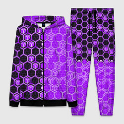 Женский 3D-костюм Техно-киберпанк шестиугольники фиолетовый и чёрный, цвет: 3D-черный