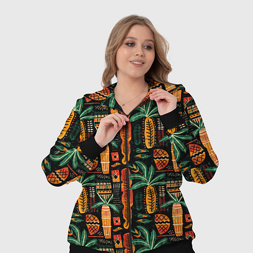 Женский костюм Африканские узоры ананас / 3D-Черный – фото 3