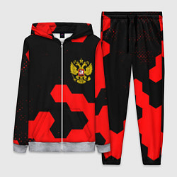 Женский 3D-костюм Герб РФ спортивный стиль соты, цвет: 3D-меланж