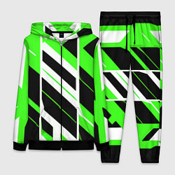 Женский 3D-костюм Black and green stripes on a white background, цвет: 3D-черный