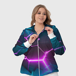Женский 3D-костюм Голубые и розовые неоновые плиты в разломе, цвет: 3D-белый — фото 2