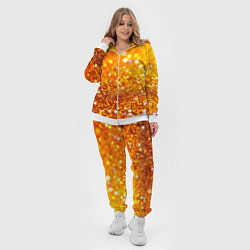 Женский 3D-костюм Оранжевые и желтые блестяшки боке, цвет: 3D-белый — фото 2