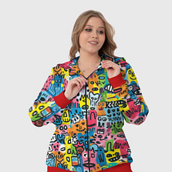 Женский 3D-костюм Весёлые лица абстрактные, цвет: 3D-красный — фото 2