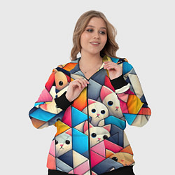 Женский 3D-костюм Geometric pattern with kittens - ai art, цвет: 3D-черный — фото 2