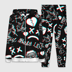 Женский 3D-костюм Lil Peep logo glitch, цвет: 3D-белый
