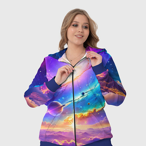 Женский костюм Космос в неоновых тонах / 3D-Синий – фото 3