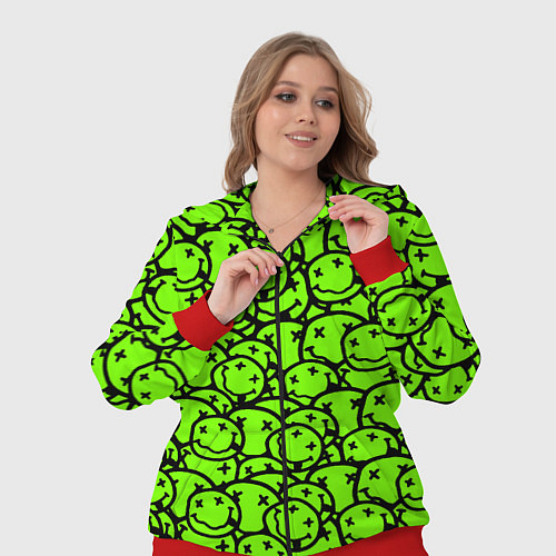 Женский костюм Nirvana green logo smile / 3D-Красный – фото 3