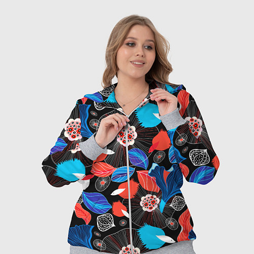 Женский костюм Разноцветный цветочный орнамент / 3D-Меланж – фото 3