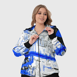 Женский 3D-костюм Сине-белая абстракция на чёрном фоне, цвет: 3D-черный — фото 2
