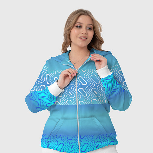 Женский костюм Синие и белые волны / 3D-Белый – фото 3