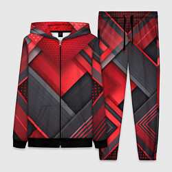 Женский 3D-костюм Геометрия красные черные пластины, цвет: 3D-черный