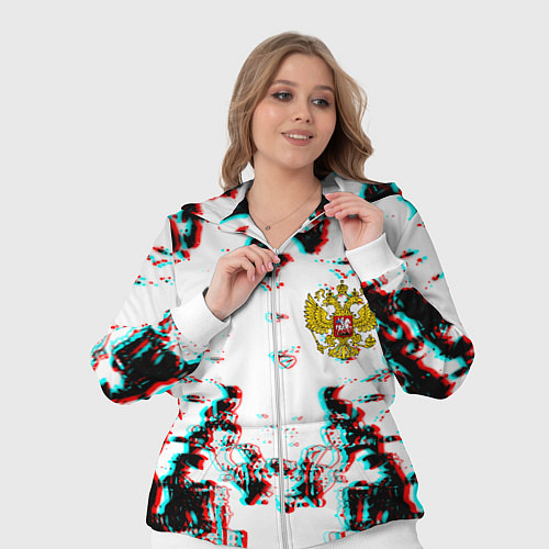 Женский костюм Герб РФ глитч краски / 3D-Белый – фото 3