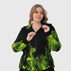 Женский 3D-костюм Зелёный огонь текстура, цвет: 3D-черный — фото 2