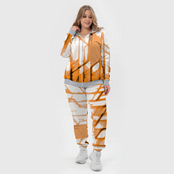 Женский 3D-костюм Оранжевые полосы на белом фоне, цвет: 3D-меланж — фото 2