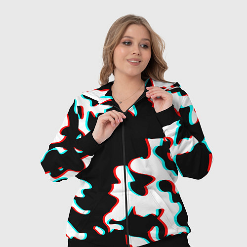 Женский костюм Камуфляж глитч / 3D-Черный – фото 3