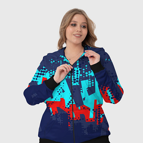 Женский костюм Красно-синяя абстракция / 3D-Черный – фото 3