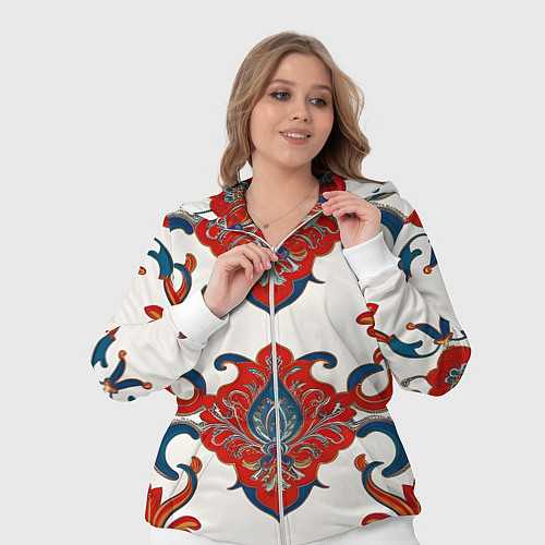 Женский костюм Узор красно-синий на белом фоне / 3D-Белый – фото 3