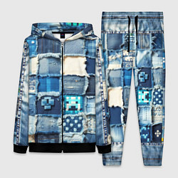Женский 3D-костюм Minecraft на пэчворк дениме, цвет: 3D-черный
