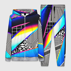 Женский 3D-костюм Neon stripes geometry, цвет: 3D-меланж