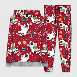 Женский 3D-костюм Новогодний паттерн с котиками, цвет: 3D-меланж
